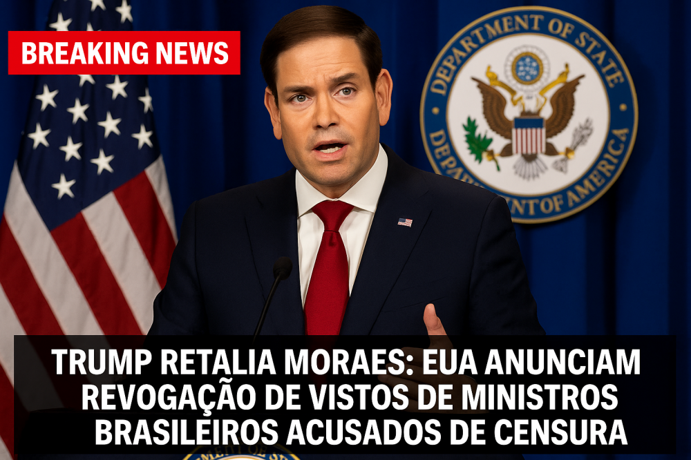 Trump retalia Moraes: EUA anunciam revogação de vistos de ministros brasileiros acusados de censura